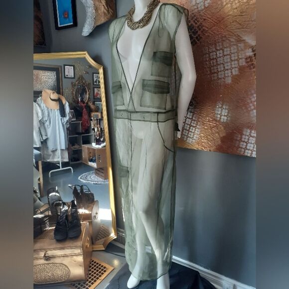 Zara Nwot Sheer Organza Cargo Maxi Dress - Picture 13 of 13